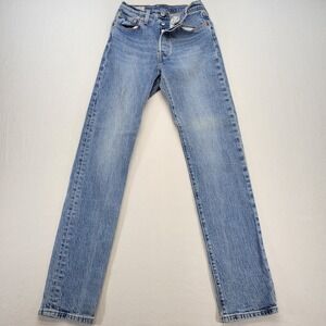 Levi's 501 Jeans Womens 24 Blue Regular Straight High Rise Button Fly Denim